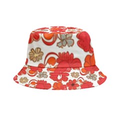 Mid Century Retro Floral 1970s 1960s Pattern 91 Inside Out Bucket Hat by violetheavensky