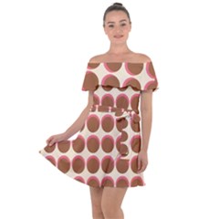 Retro 40s 50s Cupcake Pattern Off Shoulder Velour Dress by violetheavensky