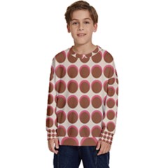 Retro 40s 50s Cupcake Pattern Kids  Crewneck Sweatshirt by violetheavensky