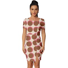 Retro 40s 50s Cupcake Pattern Fitted Knot Split End Bodycon Dress by violetheavensky