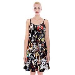 Jesus Christ Modern Halftone Pattern Spaghetti Strap Velvet Dress by snek