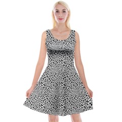 Black White Leopard Reversible Velvet Sleeveless Dress by DinkovaArt