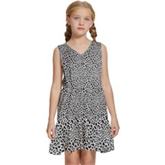Black White Leopard Kids  Sleeveless Tiered Mini Dress by DinkovaArt