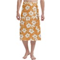 White Hibiscus flowers with Dhari (Orange) on Traditional Men s Hawaiian Lavalava View1