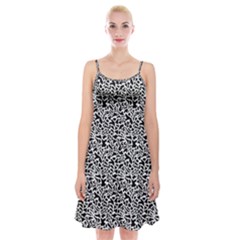 Black White Giraffe Pattern Spaghetti Strap Velvet Dress by DinkovaArt