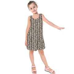 Beige Snake Pattern Kids  Sleeveless Dress by DinkovaArt