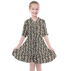 Beige Snake Pattern Kids  All Frills Chiffon Dress by DinkovaArt