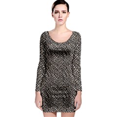Brown Snake Pattern Long Sleeve Bodycon Dress by DinkovaArt