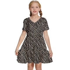 Brown Snake Pattern Kids  Short Sleeve Tiered Mini Dress by DinkovaArt