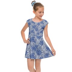 Blue Roses Kids  Cap Sleeve Dress by DinkovaArt