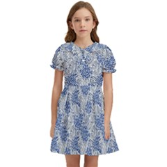 Blue Roses Kids  Bow Tie Puff Sleeve Dress by DinkovaArt