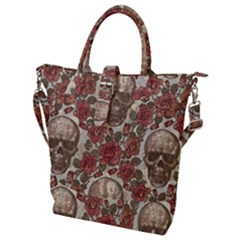 Skull And Roses Flowee Flora Floral Patterns Pattern Buckle Top Tote Bag by Tsamara