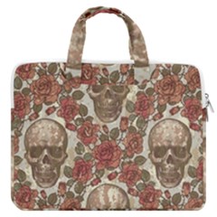 Skull And Roses Flowee Flora Floral Patterns Pattern Macbook Pro 15  Double Pocket Laptop Bag  by Tsamara