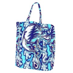 Trippy Dippy Bears Blue Dancing Greatful Dead Skull Steal Your Face Giant Grocery Tote by Salmanaz77