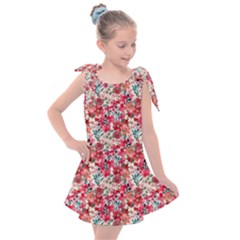 Red Flowers Kids  Tie Up Tunic Dress by DinkovaArt