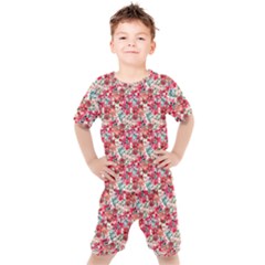 Red Flowers Kids  T-shirt And Shorts Set by DinkovaArt