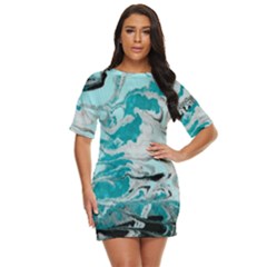 Fluid Turquoise Just Threw It On Dress by DinkovaArt