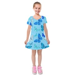 Butterflies Insect Pattern Nature Kids  Short Sleeve Velvet Dress by Sabxi