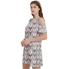 Cute Animals Women s Cold Shoulder Round Neck Mini Dress by DinkovaArt