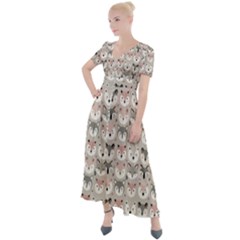 Cute Animals Button Up Short Sleeve Maxi Dress by DinkovaArt