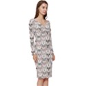 Cute Animals Long Sleeve V-Neck Bodycon Dress  View3