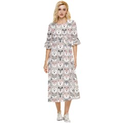 Cute Animals Double Cuff Midi Dress by DinkovaArt