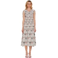 Cute Animals V-neck Drawstring Shoulder Sleeveless Maxi Dress by DinkovaArt