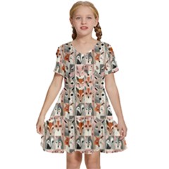 Foxs Kids  Short Sleeve Tiered Mini Dress by DinkovaArt