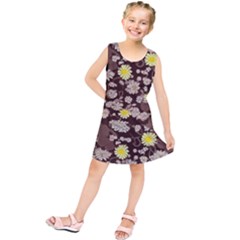 Mid Century Retro Floral 1970s 1960s Pattern 84 Kids  Tunic Dress by violetheavensky
