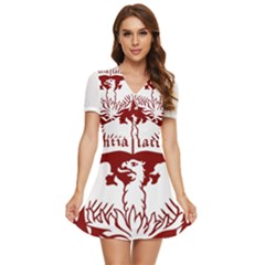 University Of Chicago V-neck High Waist Chiffon Mini Dress by avitendut