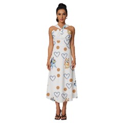 Bluey, Bluey Merch, Bluey Pattern, Bluey Bluey, Bingo, Bluey Design, Bluey Dog Sleeveless Cross Front Cocktail Midi Chiffon Dress by avitendut
