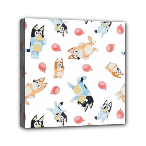 Bluey, Bluey Merch, Bluey Pattern, Bluey Bluey, Bingo, Bluey Design, Bluey Dog Mini Canvas 6  X 6  (stretched) by avitendut