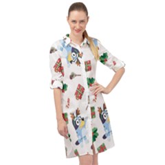 Bluey, Bluey Merch, Bluey Pattern, Bluey Bluey, Bingo, Bluey Design, Bluey Dog Long Sleeve Mini Shirt Dress by avitendut
