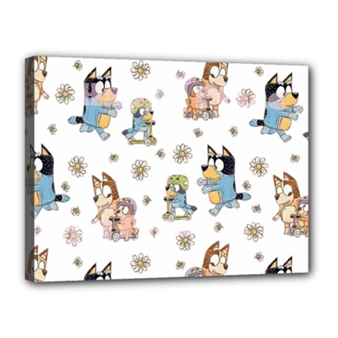 Bluey, Bluey Merch, Bluey Pattern, Bluey Bluey, Bingo, Bluey Design, Bluey Dog Canvas 16  X 12  (stretched) by avitendut