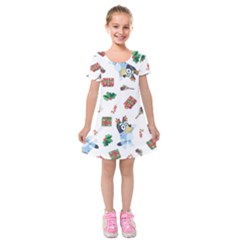 Bluey, Bluey Merch, Bluey Pattern, Bluey Bluey, Bingo, Bluey Design, Bluey Dog Kids  Short Sleeve Velvet Dress by avitendut