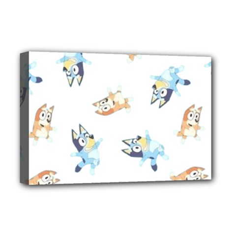 Bluey, Bluey Merch, Bluey Pattern, Bluey Bluey, Bingo, Bluey Design, Bluey Dog Deluxe Canvas 18  X 12  (stretched) by avitendut