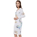 Bluey, Bluey merch, Bluey pattern, Bluey Bluey, bingo, Bluey design, bluey dog Long Sleeve V-Neck Bodycon Dress  View2