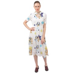 Bluey, Bluey Merch, Bluey Pattern, Bluey Bluey, Bingo, Bluey Design, Bluey Dog Keyhole Neckline Chiffon Dress by avitendut