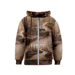 Path Trees Forest Fantasy Kids  Zipper Hoodie by Anend