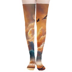 Nature Storm Painting Thigh High Stockings by Anend