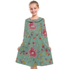 Mid Century Retro Floral 1970s 1960s Pattern 79 Kids  Midi Sailor Dress by violetheavensky
