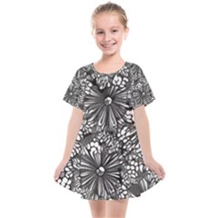 Mid Century Retro Floral 1970s 1960s Pattern 73 Kids  Smock Dress by violetheavensky