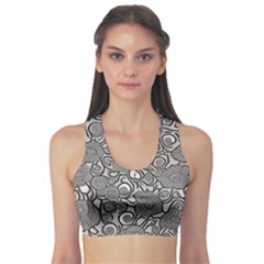 Mid Century Retro Floral 1970s 1960s Pattern 85 Fitness Sports Bra by violetheavensky