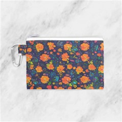 Mid Century Retro Floral 1970s 1960s Pattern 61 Canvas Cosmetic Bag (small) by violetheavensky