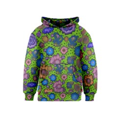 Mid Century Retro Floral 1970s 1960s Pattern 59 Kids  Pullover Hoodie by violetheavensky