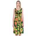 Mid Century Retro Floral 1970s 1960s Pattern 68 Midi Sleeveless Dress View1
