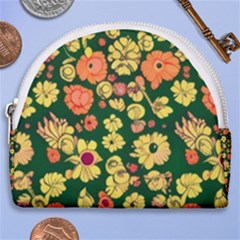 Mid Century Retro Floral 1970s 1960s Pattern 68 Horseshoe Style Canvas Pouch by violetheavensky