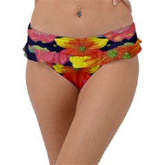 Mid Century Retro Floral 1970s 1960s Pattern 54 Frill Bikini Bottoms by violetheavensky