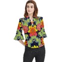 Mid Century Retro Floral 1970s 1960s Pattern 54 Loose Horn Sleeve Chiffon Blouse View1