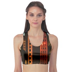 Sci-fi Futuristic Science Fiction City Neon Scene Artistic Technology Machine Fantasy Gothic Town Bu Fitness Sports Bra by Posterlux